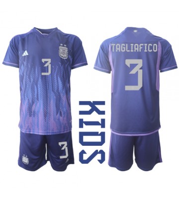 Argentina Nicolas Tagliafico #3 Bortaställ Barn VM 2022 Kortärmad (+ Korta byxor)